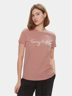 Koszulki i topy damskie - Tommy Hilfiger T-Shirt Signature WW0WW41674 Różowy Regular Fit - miniaturka - grafika 1