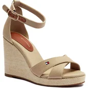 Sandały damskie - Tommy Hilfiger Koturny | z dodatkiem skóry - miniaturka - grafika 1