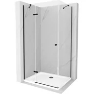 Kabiny prysznicowe - Mexen Roma kabina prysznicowa uchylna 70x120 cm, transparent, czarna + brodzik Flat, biały - miniaturka - grafika 1
