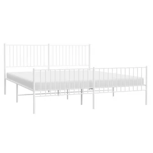 Metalowa rama łóżka z wezgłowiem i zanóżkiem, biała, 183x213 cm Lumarko! - Łóżka - miniaturka - grafika 4