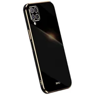 Etui i futerały do telefonów - Tylne etui na telefon XINLI kompatybilne z Samsung Galaxy A12, galwanizowany pokrowiec ochronny Golden Edge TPU Czarny - miniaturka - grafika 1
