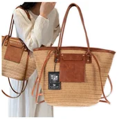Torebki damskie - Torba Słomiana Damska TOREBKA Na Ramię Duża Na Lato BAD&BAGS KOSZYK Shopper - miniaturka - grafika 1