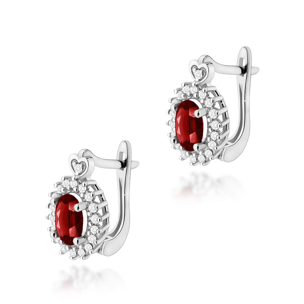 Złote kolczyki Granat 2 x 0,50ct białe złoto pr. 585