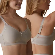 Biustonosze - Biustonosz Gładki Miękki Bez Fiszbin Codzienny Bardzo Wygodny Beżowy 80D - miniaturka - grafika 1