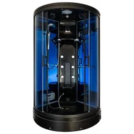 Kabiny z hydromasażem - Czarna kabina prysznicowa z hydromasażem i sauną parową zabudowana 100x100 MO-0210BS - miniaturka - grafika 1