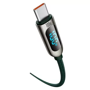 Baseus kabel USB Typ C - USB Typ C 100W (20V / 5A) Power Delivery z wyświetlaczem ekranem miernik mocy 2m zielony (CATSK-C06) - Kable USB - miniaturka - grafika 3