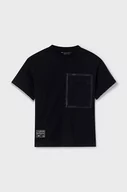 Koszulki dla chłopców - Mayoral t-shirt bawełniany dziecięcy kolor czarny z nadrukiem - miniaturka - grafika 1