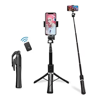 CedarTrap Statyw do selfie Stick 3 w 1, statyw do selfie Bluetooth, wysuwany i przenośny kijek do selfie z odłączanym bezprzewodowym pilotem i stabilnym stojakiem na statyw - Selfie stick - miniaturka - grafika 1