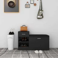 Szafki na buty - vidaXL Ławka na buty czarna 94,5x31x57 cm Materiał drewnopochodny - Stojak na buty - Półki na buty - Ławka na buty - Ławki na buty - miniaturka - grafika 1