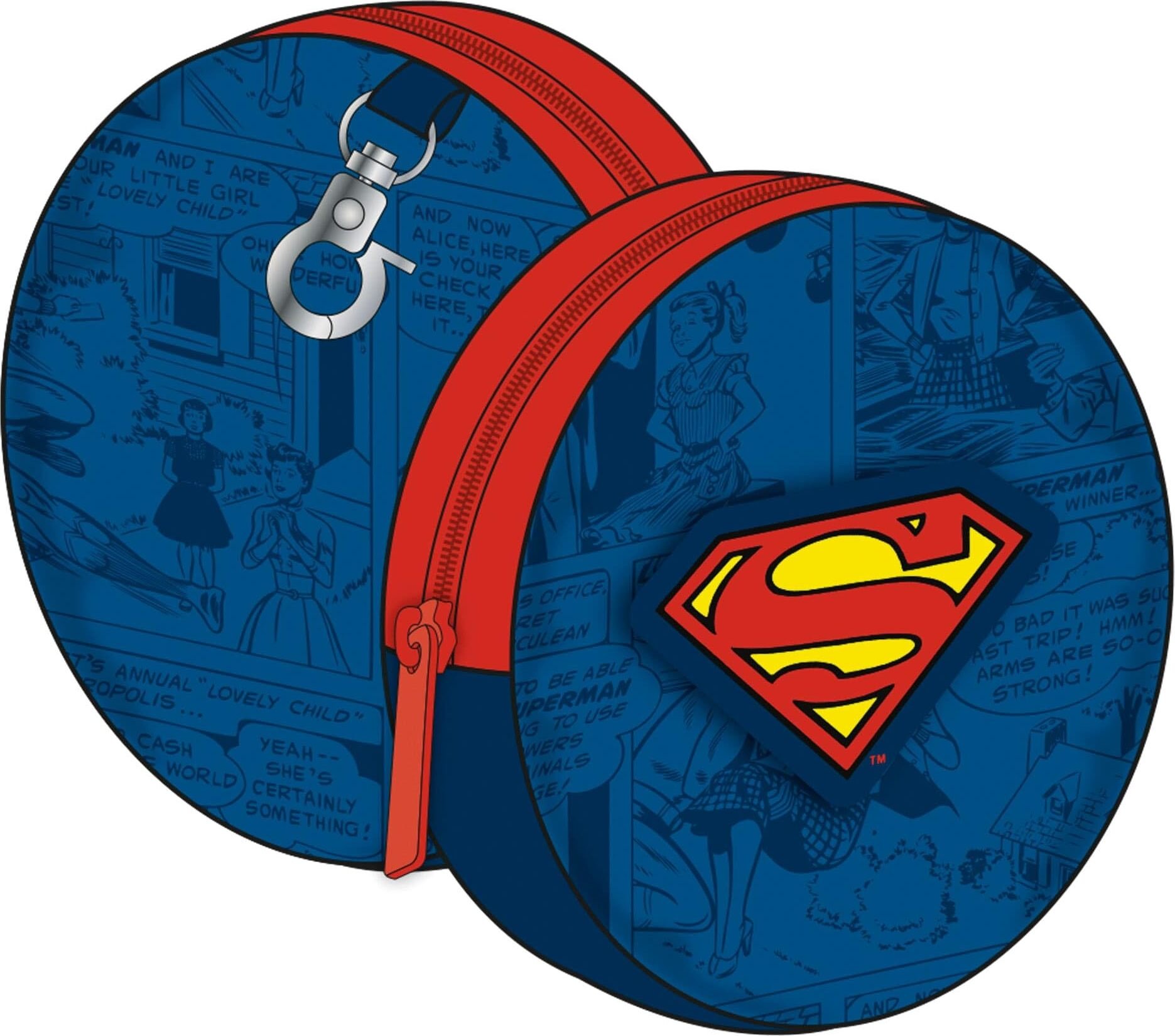 ARDITEX SU16484 Portfel okrągły z zamkiem błyskawicznym i karabińczykiem 9 x 9 x 2 cm firmy Warner BROSS - Superman, Superman