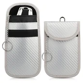 Etui na klucze - 2x ETUI ANTYKRADZIEŻOWE NA KLUCZYK BLOKUJĄCE SYGNAŁ RFID Z KARABIŃCZYKIEM - miniaturka - grafika 1