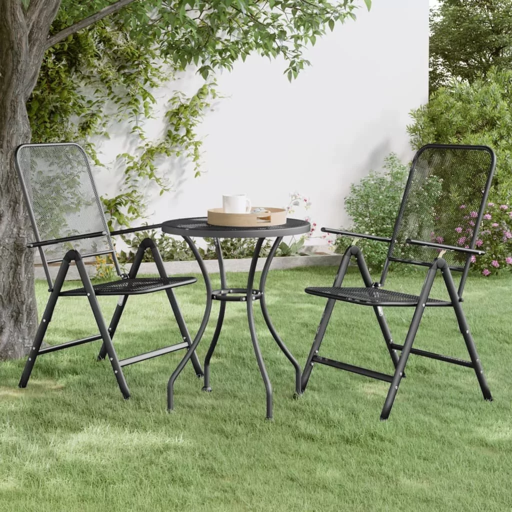 Lumarko Składane krzesła ogrodowe, 2 szt., antracytowe, metalowa siatka