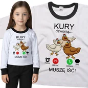 Piżamy dla dziewczynek - Piżama dziecięca Muszę Iść Kury Dzwonią 110/116 - VoloDonum - miniaturka - grafika 1