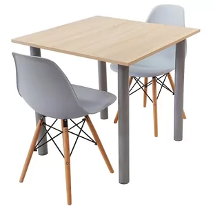 Zestaw stół Lugano 80 sonoma i 2 krzesła Milano szare - Meble do sypialni - miniaturka - grafika 1