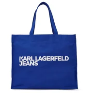 Torebki damskie - KARL LAGERFELD JEANS LOGO SHOPPER, Karl Lagerfeld Jeans niebieski, jeden rozmiar, Współczesny - miniaturka - grafika 1