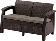 Sofy ogrodowe - Allibert vidaXL Sofa ogrodowa Curver Corfu love seat Brązowy-Szaro-beżowy - miniaturka - grafika 1