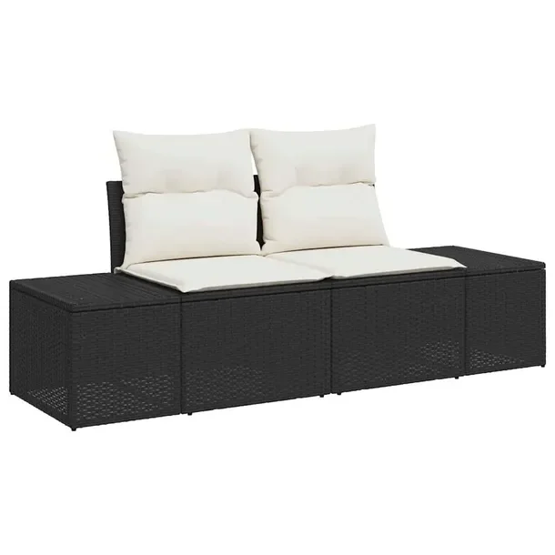 Zestaw Sofy Ogrodowej 7 Częściowy, Polirattan, Czarno-Biały, 2x75 cm