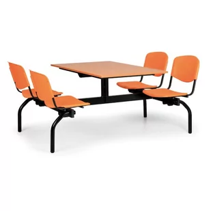 Zestaw kuchenny 1930 x 1200 - siedziska pomarańczowe, blat czereśnia - Stoły z krzesłami - miniaturka - grafika 1