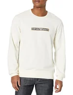 Bluzy męskie - Emporio Armani Męska bluza z kapturem Brushed Terry Crew Neck, kremowy, S - miniaturka - grafika 1