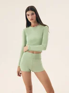 Bluzki damskie - Bluzka z długim rękawem Steam Bloovii szałwiowy M - miniaturka - grafika 1