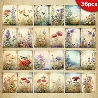 Inne - 36 arkuszy A5 (8,26 * 5,7 cala) łąka i dzikie kwiaty Shabby Chic Butterfly zapisywalny papier do scrapbookingu, papier do scrapbookingu, ręcznie - miniaturka - grafika 1