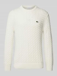 Sweter z dzianiny z detalem z logo - Swetry męskie - miniaturka - grafika 1