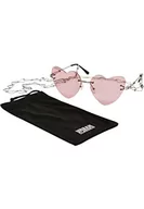 Okulary przeciwsłoneczne - Urban Classics Sunglasses Heart With Chain Unisex okulary przeciwsłoneczne różowe, różowy/srebrny, jeden rozmiar - miniaturka - grafika 1