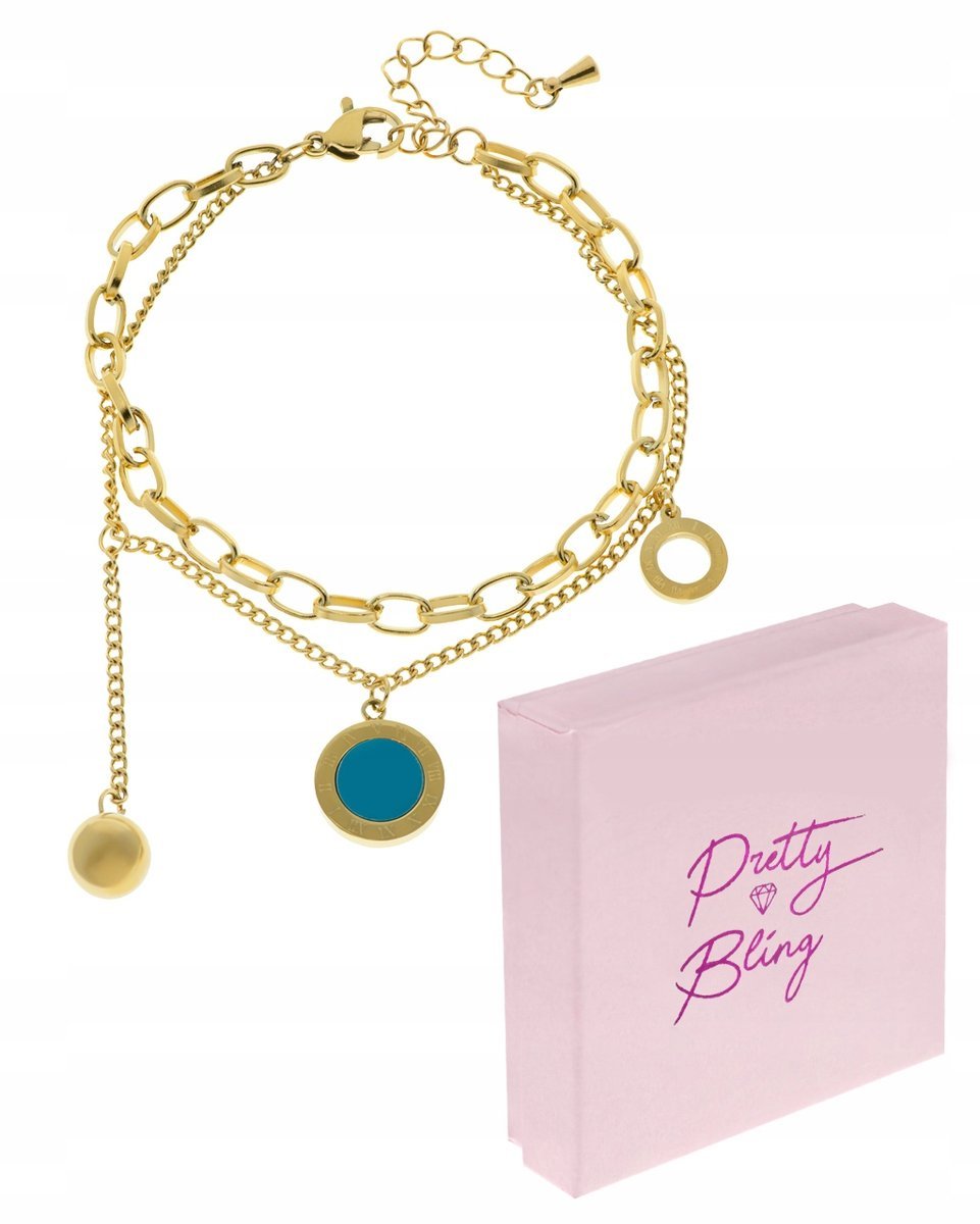 Bransoletka damska pozłacana TURKUS podwójna ankie