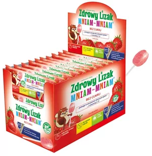 Starpharma Zdrowy Lizak Smak Truskawkowy 6g - Mniam Mniam - Gumy do żucia, lizaki, dropsy - miniaturka - grafika 1