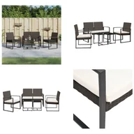 Meble ogrodowe - vidaXL 5-częściowy ogrodowy zestaw jadalny z poduszkami brązowy PP rattan - ogrodowy zestaw jadalny - ogrodowe zestawy jadalne - zestaw jadalny - zestaw jadalny na taras - miniaturka - grafika 1