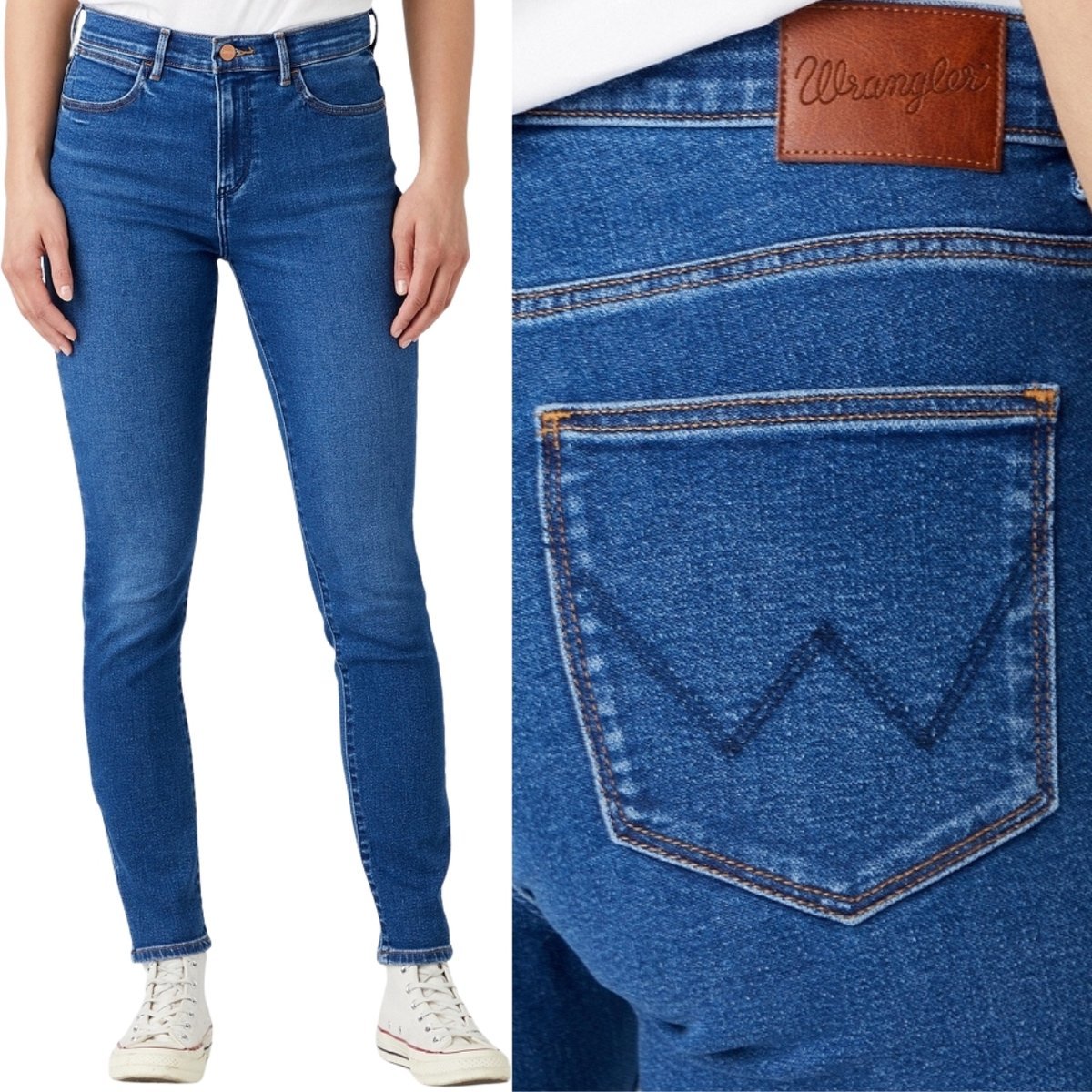 Wrangler HIGH SKINNY Camelia WYSOKIE DAMSKIE SPODNIE JEANSOWE RURKI W32 L30
