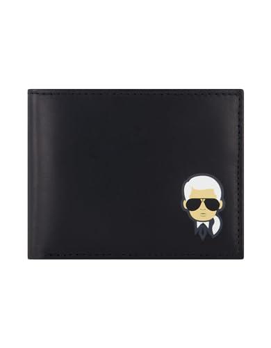 Karl Lagerfeld Paris Męski portfel z rozcięciem/bąbelkową skórą Karl Charakter Head Logo Billfold, Black_ch, jeden rozmiar, Black_ch, jeden rozmiar, skórzany dzielony/Bubble Leather Karl Character