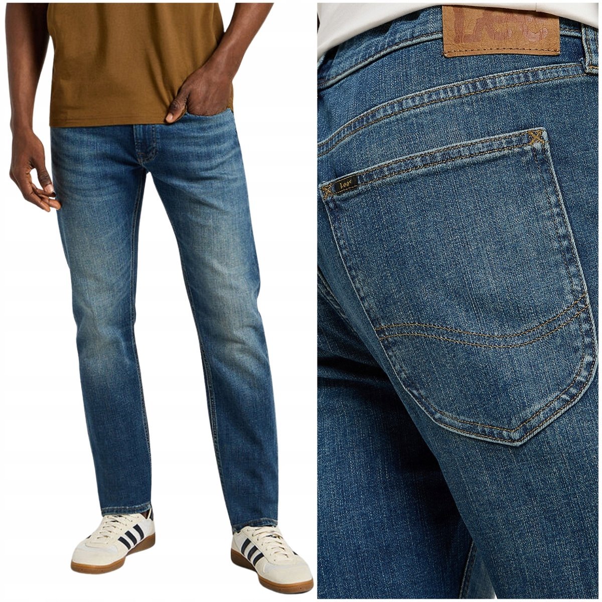 Lee LUKE Courtyard DżINS mocno zwężane ciemne spodnie jeansowe W34 L32