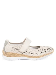 Rieker Baleriny N4299-60 Beżowy - Baleriny - miniaturka - grafika 1