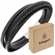 Bransolety męskie - Bransoletka męska SKÓRZANA grawer PREZENT kolory - miniaturka - grafika 1