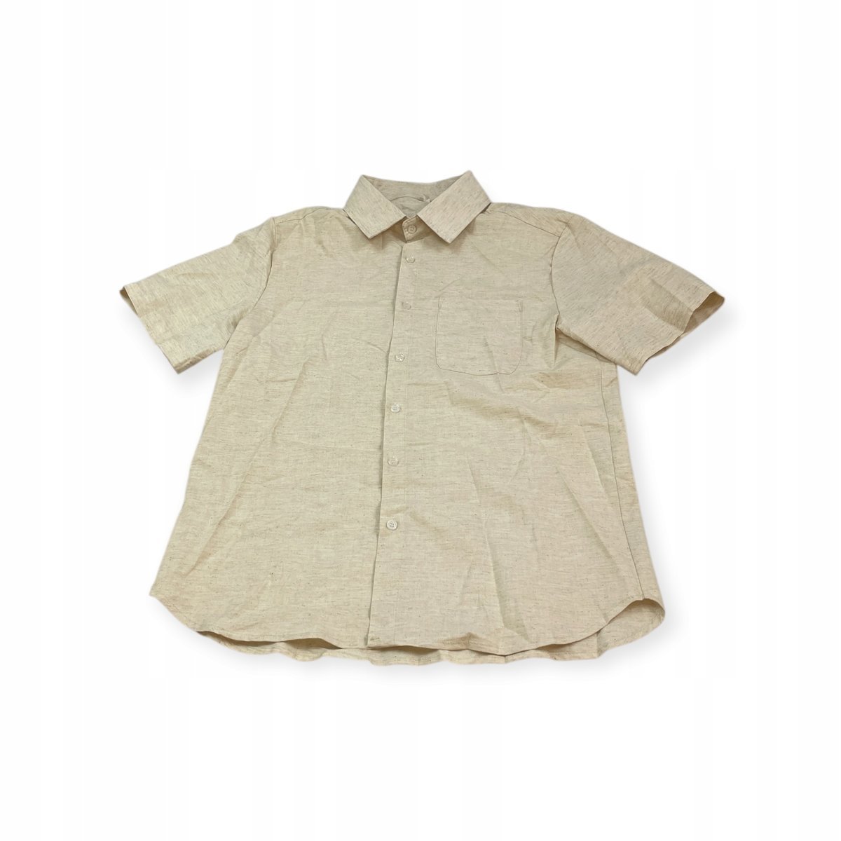 Męska koszula Old Money - stójka, krótki rękaw, rozmiar M