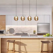 Lampy sufitowe - ZMH lampa wisząca stół jadalny 4 płomienna bursztynowa lampa wisząca regulowana wysokość żyrandol lampa wisząca szkło do salonu sypialnia kuchnia korytarz - miniaturka - grafika 1