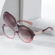 Okulary korekcyjne, oprawki, szkła - 2w1 Okulary damskie do komputera + nakładka przeciwsłoneczna na magnes Clip-On 25174C fioletowe - miniaturka - grafika 1
