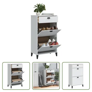 The Living Store Szafka na buty VIKEN Biały Materiał drewnopochodny - Szafki na buty The Living Store Szafka na buty VIKEN Biały Materiał drewnopochodny - Szafki na buty - miniaturka - grafika 1
