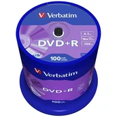 Nośniki danych - Płyta DVD+R Verbatim 4.7GB 16X 100szt srebrny 43551 - miniaturka - grafika 1