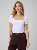 Koszulki i topy damskie - 4F T-shirt slim gładki damski - biały S - miniaturka - grafika 1