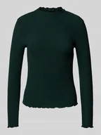 Bluzki damskie - Bluzka o kroju slim fit z długim rękawem i dodatkiem wiskozy model ‘LEMMA’ - miniaturka - grafika 1