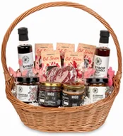 Zestawy upominkowe - Kosz prezentowy duży zestaw herbat od serca wiklinowy miody czekolada syropy - miniaturka - grafika 1