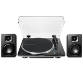 Gramofony - Audio-Technica AT-LP70XBT Automatyczny Napęd paskowy Przedwzmacniacz Bluetooth Czarny + Kolumny AT-SP3X - miniaturka - grafika 1