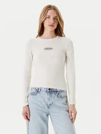 Bluzki damskie - Guess Jeans Bluzka W5YP38 KA0H1 Écru Slim Fit - miniaturka - grafika 1