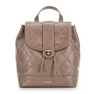 Torebki damskie - Damski plecak z ekoskóry w geometryczne przeszycia beżowy - miniaturka - grafika 1