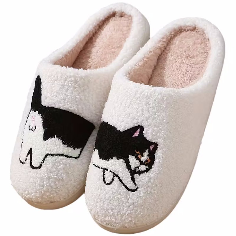 Ciepłe Pluszowe Kapcie Baranek Kot 38-39