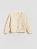 Bluzy dla dziewczynek - Reserved - Kardigan na guziki - kremowy - miniaturka - grafika 1
