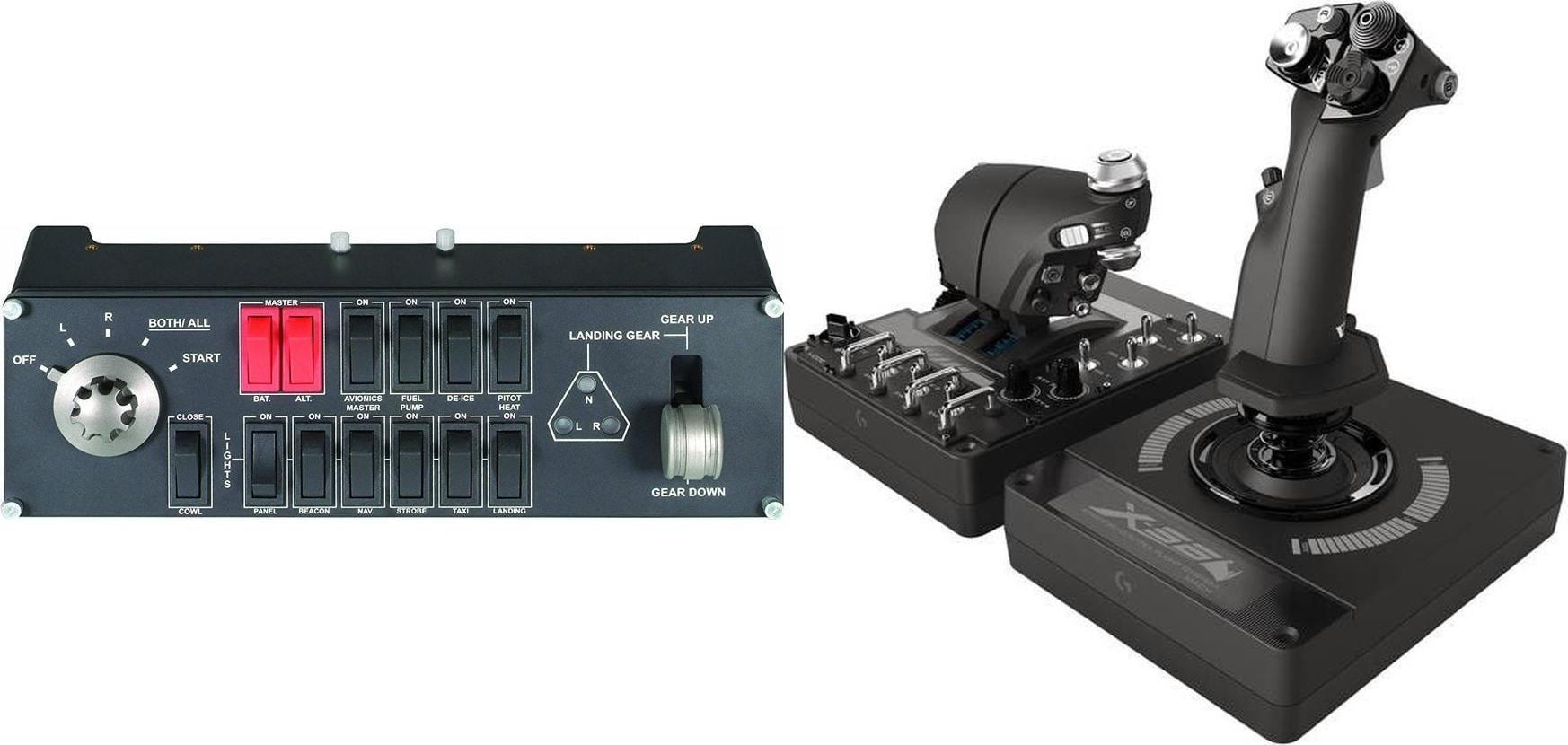 Joystick Logitech G Saitek Pro Flight Switch Panel USB 945-000012 + G X56 Hotas 945-000059