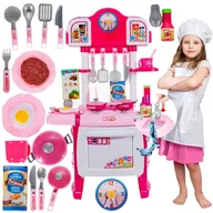 Zabawki interaktywne dla dzieci - KUCHNIA DLA DZIECI kran LECI woda dźwięki gotowania PIECYK GARNKI ŻYWNOŚĆ Z603R - miniaturka - grafika 1